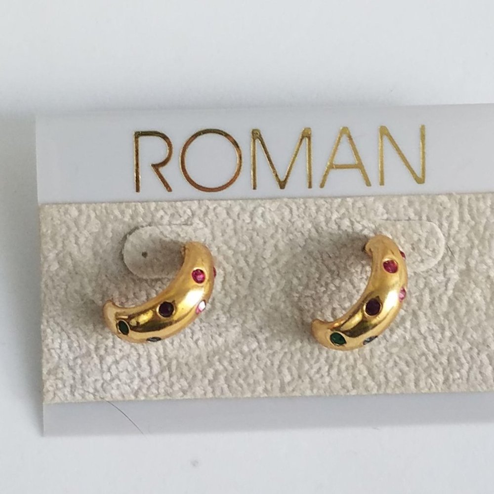 Vintage Roman Half Hoop Studs Earrings